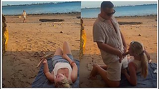 A Stranger Caught Me Masturbating At The Public Nudist Beach, I Sucked His Big Cock While I Got Off, My Husband Filmed! With Random Guy