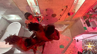 Omgiana’s Soapy Lesbian Shower Orgy & 5-girl Toy Play Double Feature