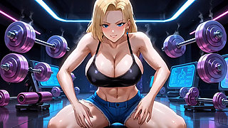 Android 18 Hentai Gym Tease - Big Tits Bounce Huge Ass Dirty Talk
