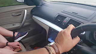 Cute Blonde Dildo Fucks Her Pussy While Her Uber Driver Has to Watch