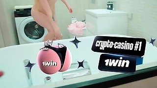 Stepsister's shower glimpse turns into oral job and jizz