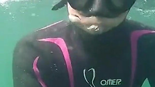 Diving in My Shiny Two-piece Wetsuit