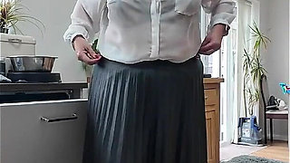 White Shirt, Pleated Skirt and Stockings