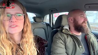 Valentine's Day Date: German Teen Blonde Swallows Cum in Car Blowjob