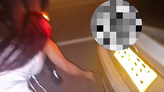 Redhead girl got help with her car and thanked him with a blowjob and a quickie