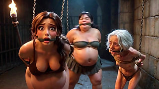 Weak Trio: Pregnant, SSBBW and Granny Tied up in Bondage Cell