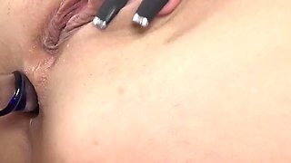 Monica Plugs Her Ass with a Glass Dildo