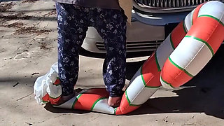 Big Beautiful Woman Nurse Vicki Crushes This Blow up Candy Cane