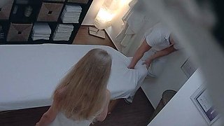 Sexy blonde fucks the masseuse