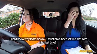 Watch Harmony Reigns and Jasmine Jae get down and dirty in Fake Driving School - Massive tits bouncing!