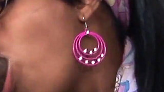 Ebony-skin Amber Star masturbates and sucks big black cock
