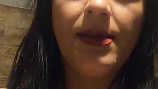 Red Lace Lingerie Pee Fetish - Big Tits Teasing and Messy Bathroom Play