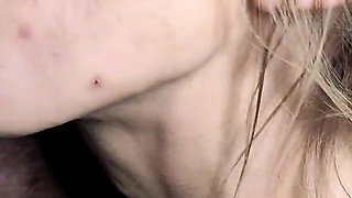 Close-up Blowjob! Skinny Student Sucks Cock - Cum on Her Face