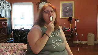 BBW redhead Mature Nurse vicki  licks and sucks on an ice cream