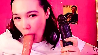 Stacked brunette goes solo toys and masturbation