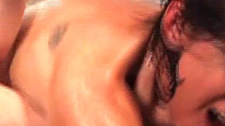 Stepmom with Big Tits Blows Stepson - Muscular Friend Joins in