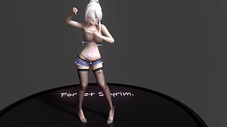 [mmd] Haku-wiggle; Erotic Tattoos; Black Stockings; Jeans; Glasses; Lingerie