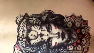 Tattooed babe squirts while giving better blowjob than his G