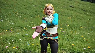 Goddess Zelda: Outdoor Orgy Escapade with Her Knight (AI Toon)