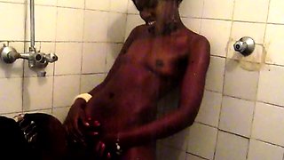 Real Ebony Best Friends Shower Together