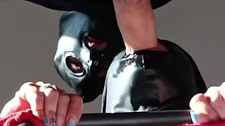 Bound and Hooded I'm Taking a Cock Down My Throat with Moaning and Spit