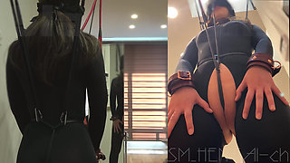 Crotch Rope Pussy Close-up: a Masochistic Slave Gives Her Master a Blow Job. Cum Drinking.