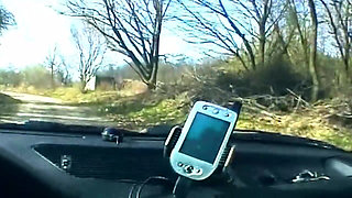 Blonde Sucks Cock and Shows Wet Pussy in Car
