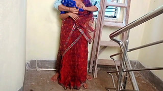 The brother-in-law thoroughly enjoyed Bhabhi's chutney; to avoid being seen, he fucked her in the ass on the staircase.