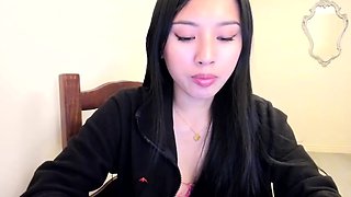 Japanese teen An Himeno in black lingerie sucking dick