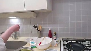 Small titted asian beauty giving blowjob