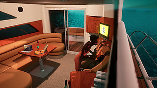 Beautiful young woman fucked in yacht cabin
