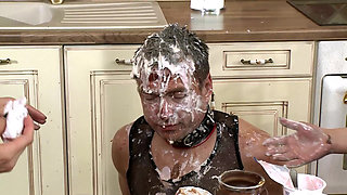 Submissive Slave Covered in Messy Delight