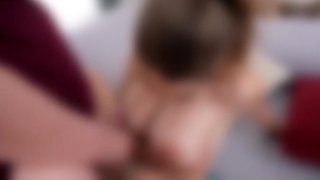 Busty Latina Takes An Older Shaft Deep Then Gets A Chest Load