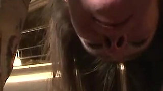 Humiliating candle in pussy