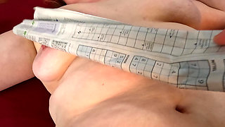 Naked Girl - Vagina and Boobs with Newspaper Pounding