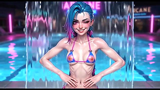Explicit Jinx Hentai Compilation, Wet Shiny Body, Multiple Poses, Arcane Ai