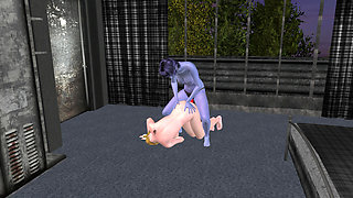 Animated 3D Lesbian Porn - Blue Elf Woman Fucking Young Woman Ass with Strap-on