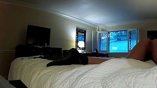 A dark-haired chick with natural baps chooses to jerk while