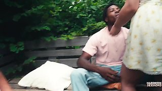 Two BBC dudes and one white guy destroys a chubby girl's pussy