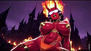 Fire element demon sexy pose Ai animation