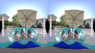 Naughty America - Coed babes, Alexia Anders, Harlow West, & Jackie Hoff, share the only cock available at the pool