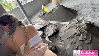 Sneaked into a construction site and we fucked hard