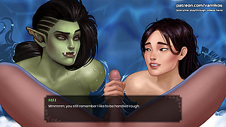 Hot Threesome Sex with a Muscular Big Boobs Orc Woman and a Hot Asian MILF - Cartoon Animated Porn Game - What a Legend!