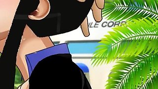 Chi-chi Gets Her Throat Fucked Outside Capsule Corp