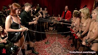 Slaves and porn stars tormented at party
