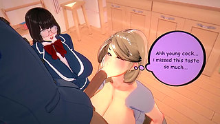 Cartoon friends mother who wants to be satisfied