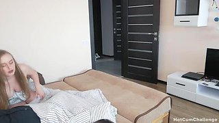 Step Sister Sneaky BJ Under Blanket - Blonde Teen Deepthroats Step Bro While MILF Step Mom Flashes Tits & Ass