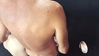 Brazilian Wife Fanny Squirting at Gloryhole - Cuckold Husband Watches Her Swallow Cum