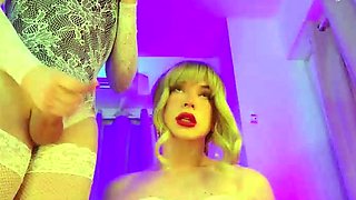 Big Tits Tranny Jerking her Big Hard Cock