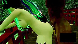 Hot brunette, hentai, fellatio